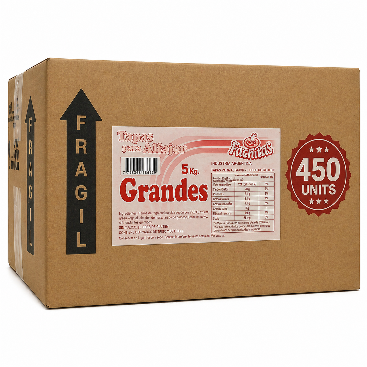 Large Vanilla Alfajor Shells – 450 Units (5 kg) by Fachitas | Ready-to-Fill Cookies, Ideal for Baking