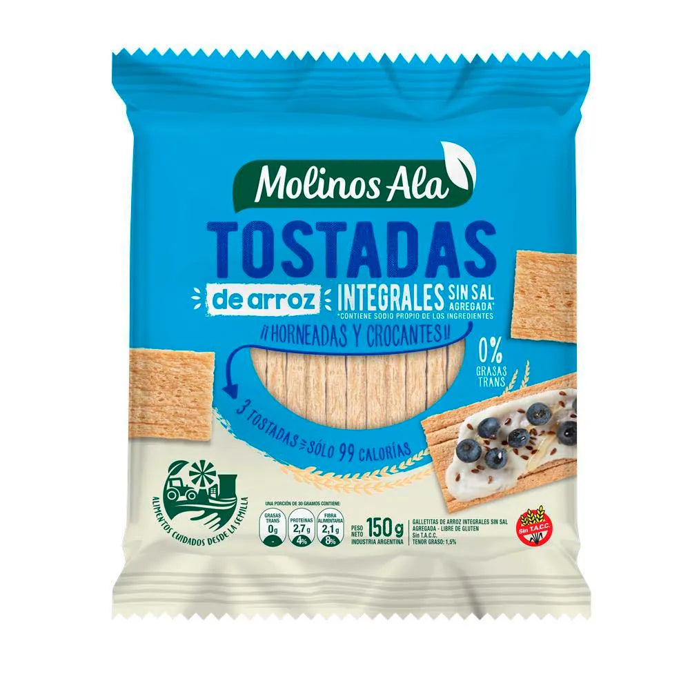 Molinos Ala – Whole Grain Brown Rice Toast Unsalted 150g / 0.33lb