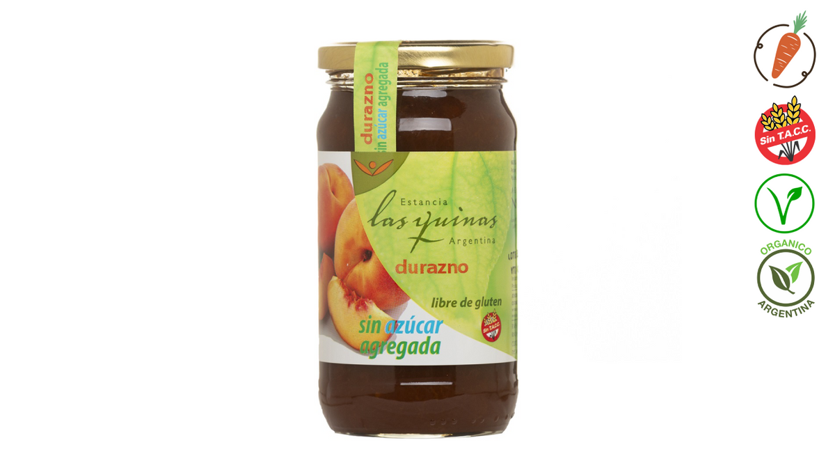 Las Quinas Marmalade Peach Jam - No Sugar Added - Gluten Free 420 g