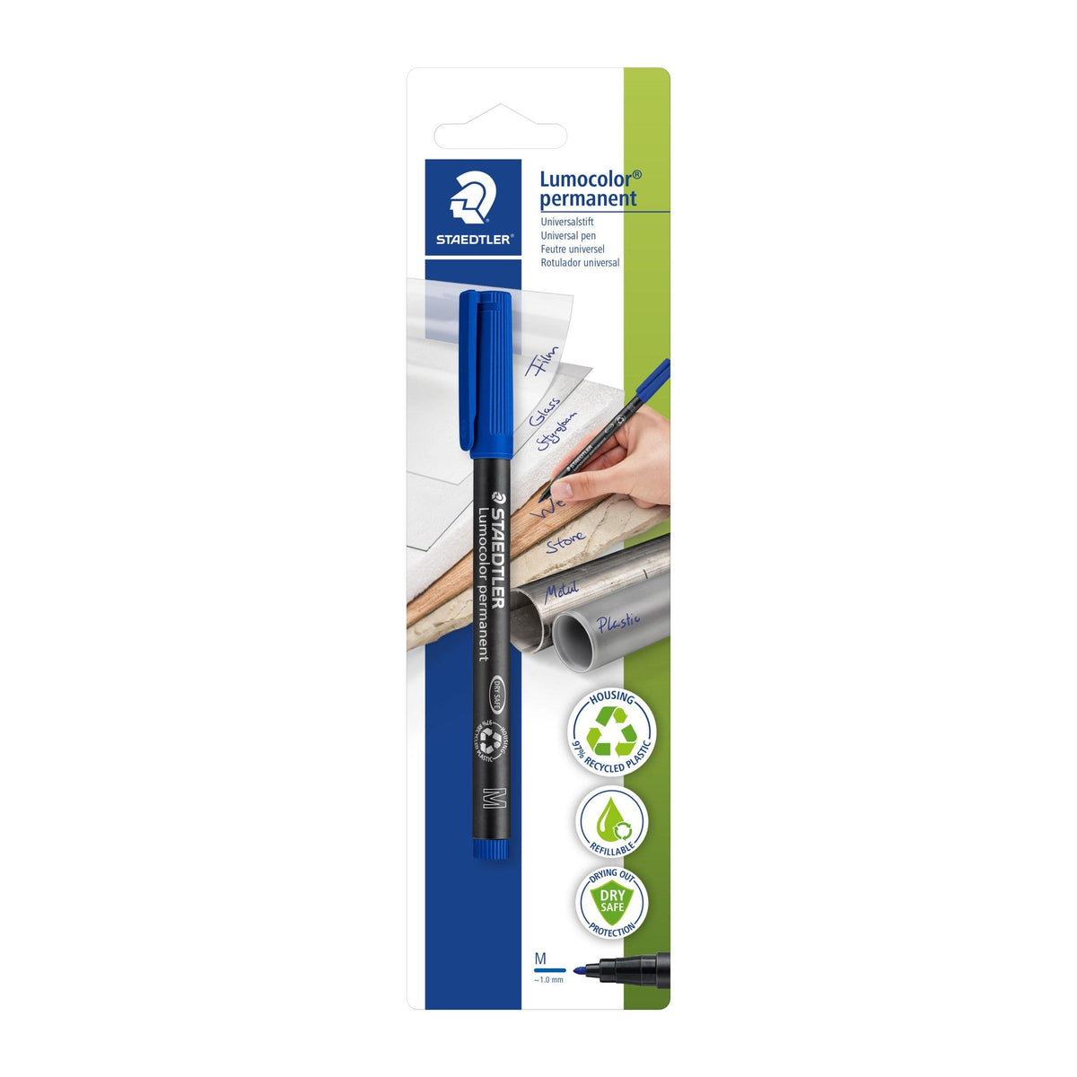 Marcador Permanente Lumocolor 1mm Azul Staedtler