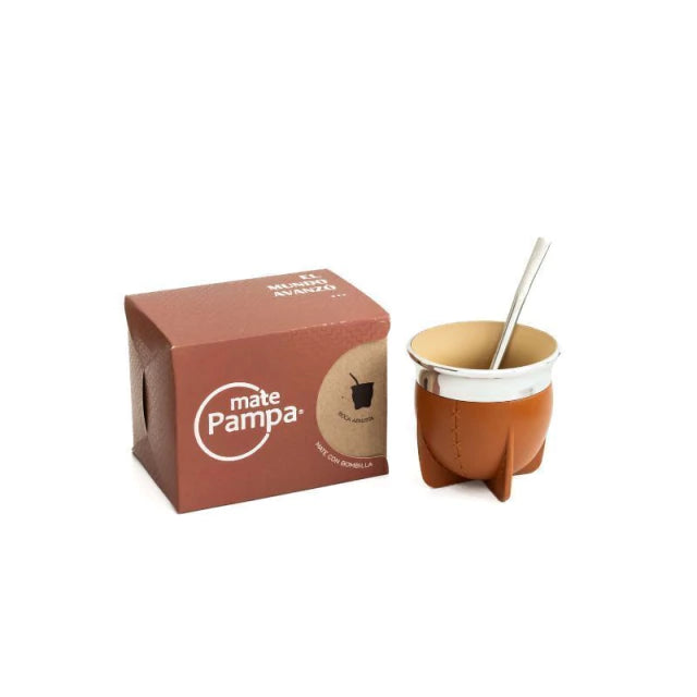 Mate Pampa Uruguayo Camionero Thermal Mate Cup with Bombilla (Stainless Steel Straw)