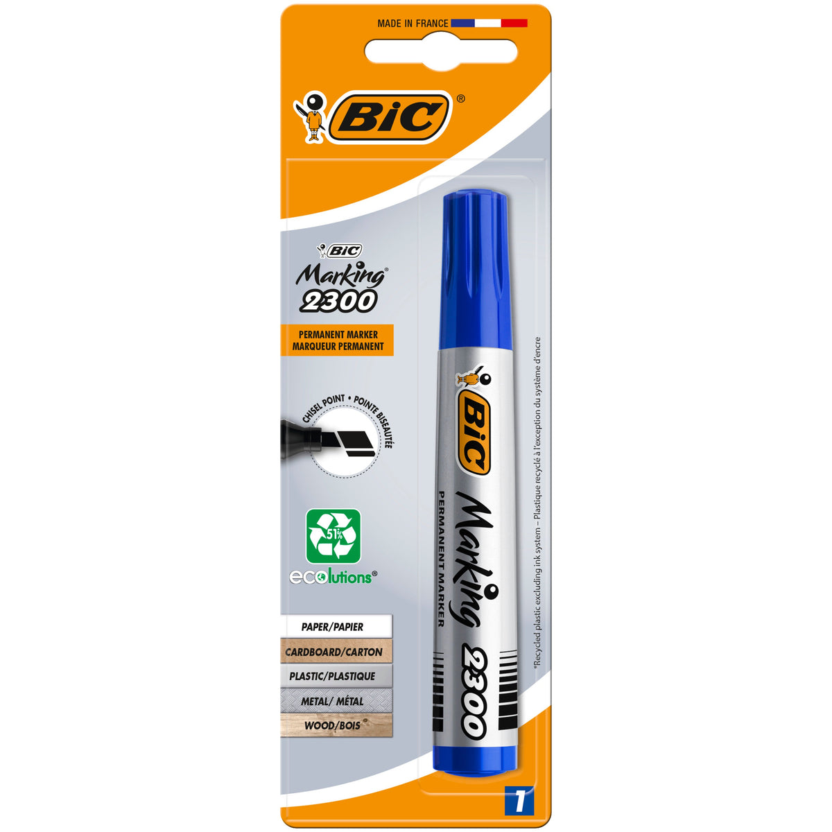 Marcador Permamente Marking 2300 de Tinta Azul Bic