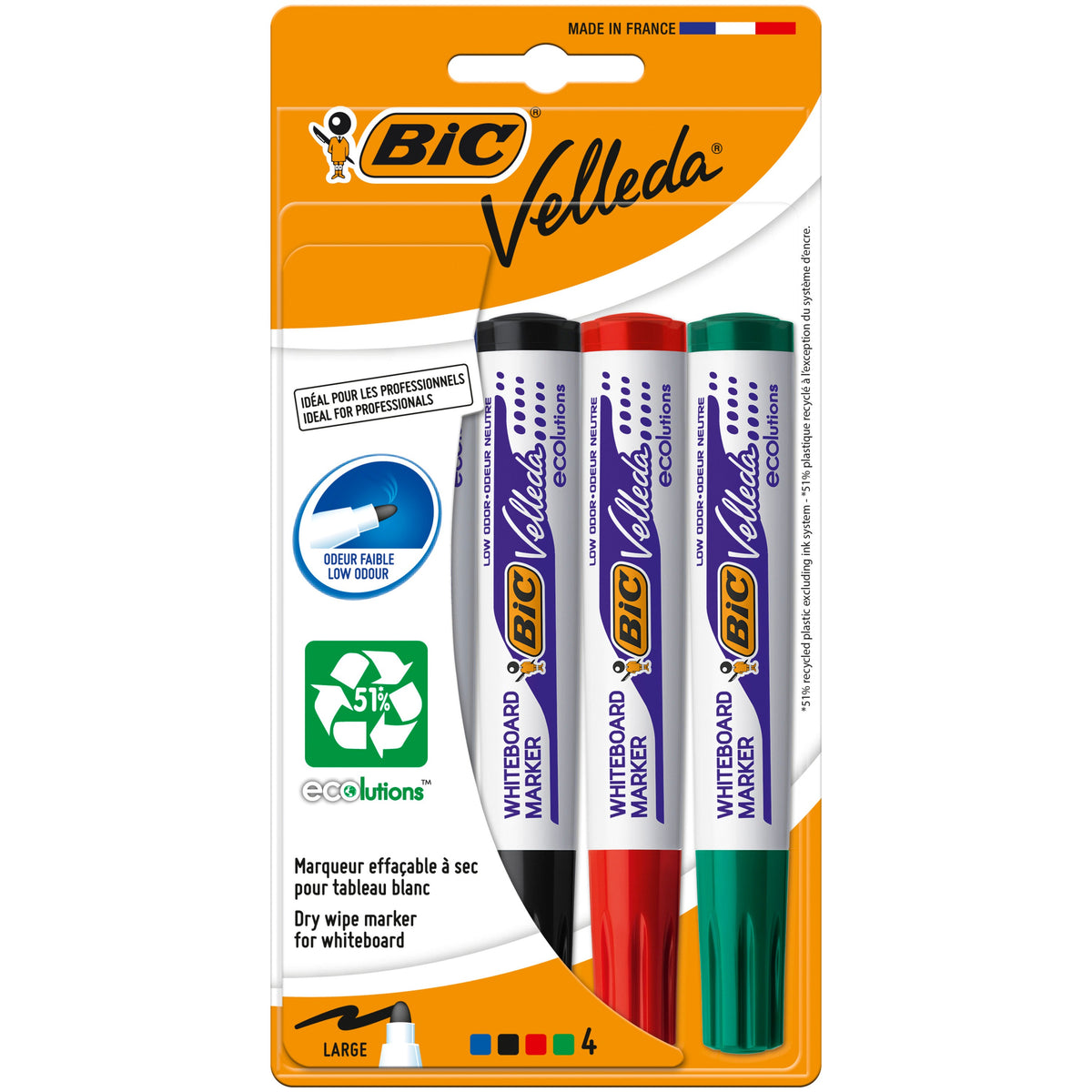 Marcadores para Quadro Branco Velleda 4 unidades Bic