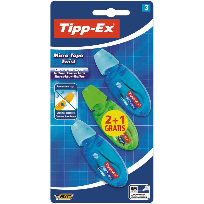 Fita Corretora Micro TapeTwist  6mmx8m 3 UnidadesTipp-Ex