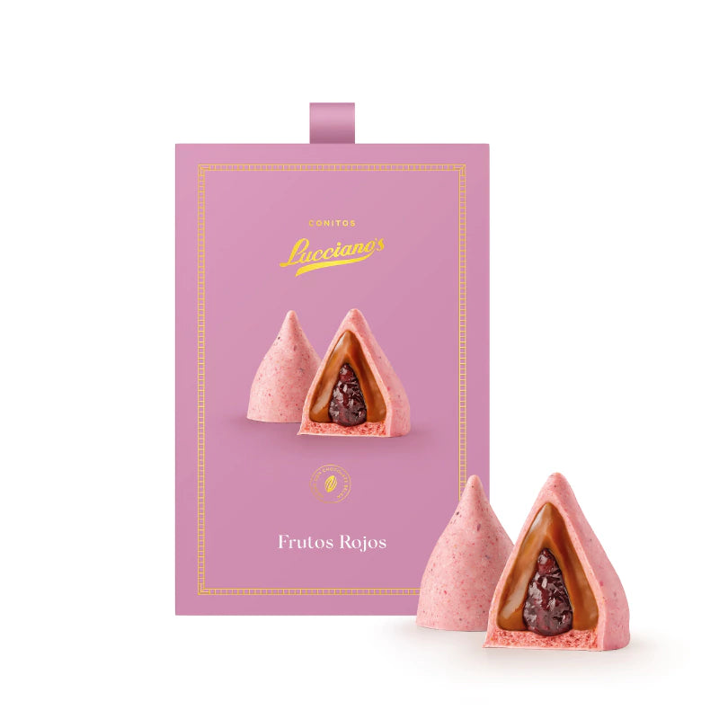 Lucciano’s Belgian White Chocolate Conitos with Dulce de Leche & Red Berry Heart | 6 Units 270g