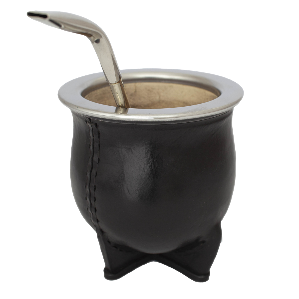 Camionero Mate Gourd Black Leather | Premium Argentine Calabash Mate Cup