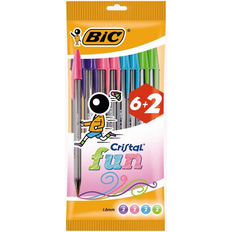 Esferográfica Cristal Fun Cores Pastel 8 Unidades Bic