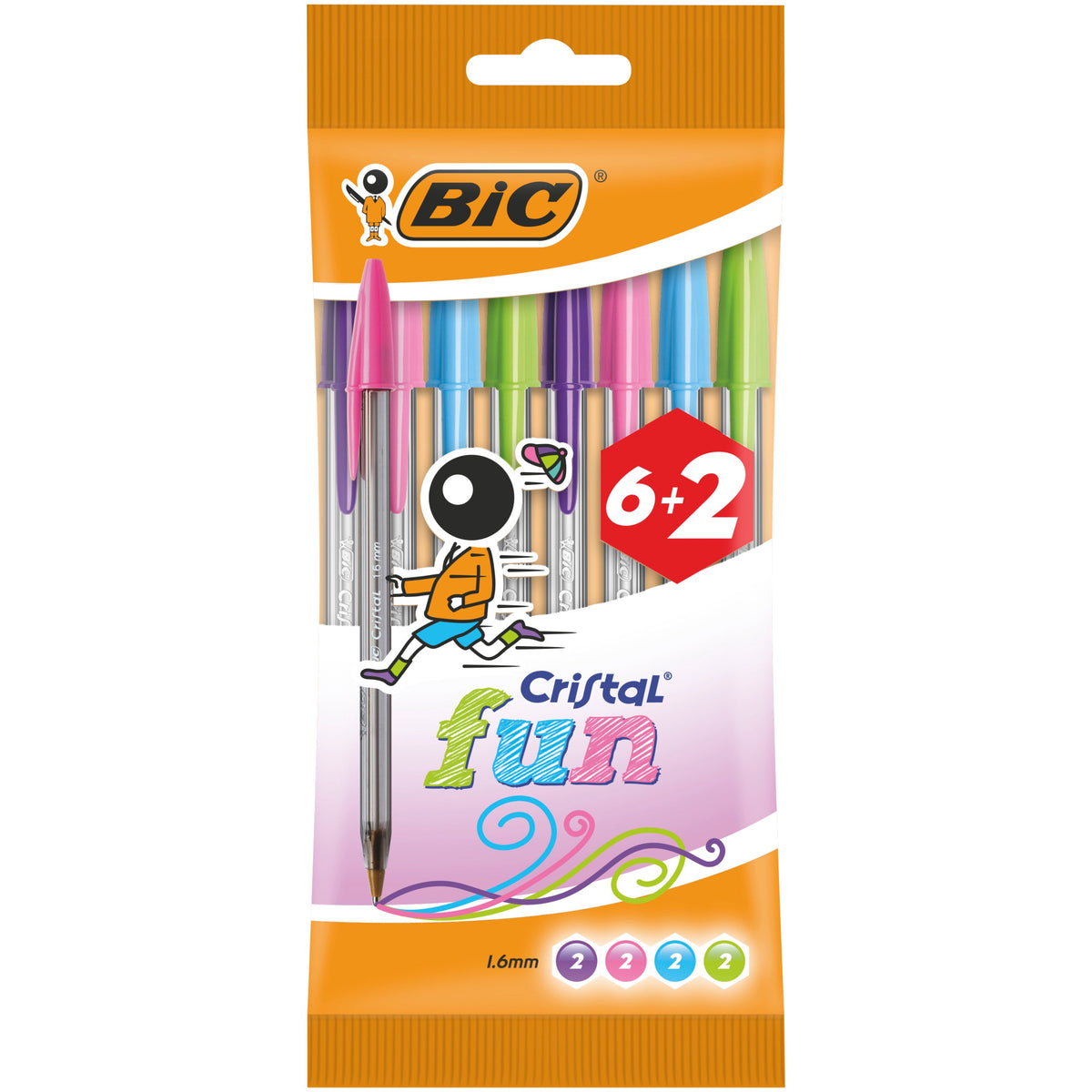 Esferográfica Cristal Fun Cores Pastel 8 Unidades Bic