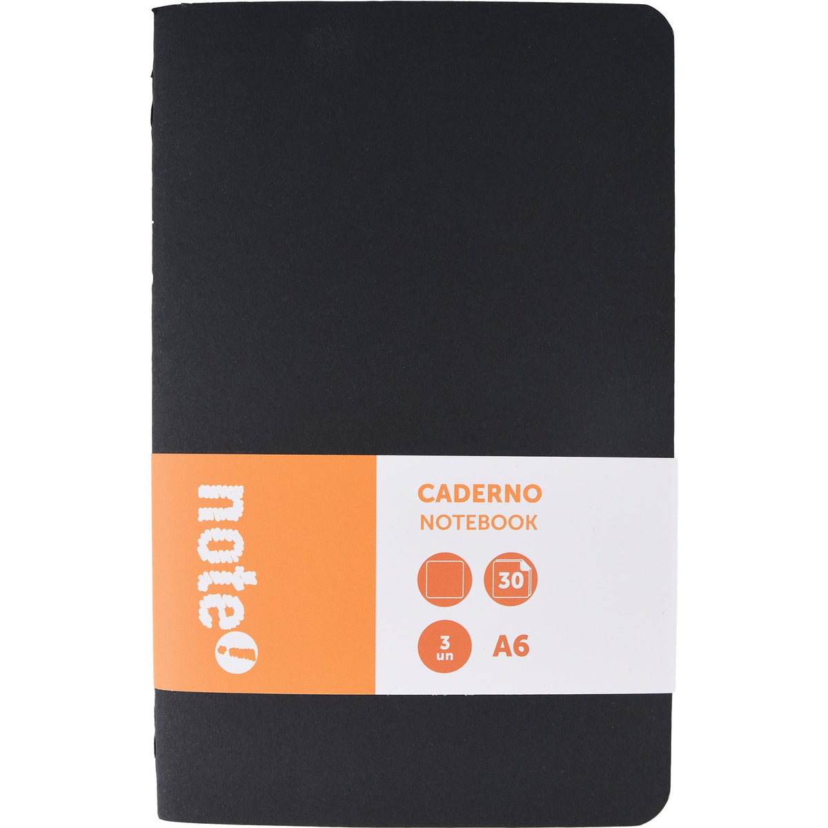 Caderno Agrafado A6 Capa Preta Liso 3 Unidades Note!