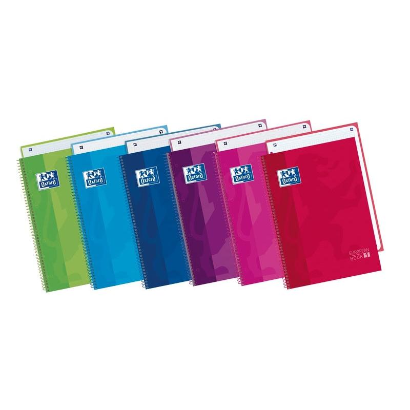Caderno Espiral EuropeanBook 1 A4 Quadriculado (várias opções) Oxford