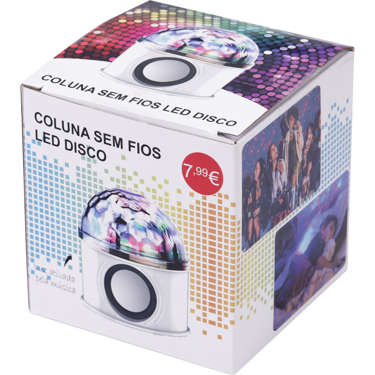 Coluna Sem Fios Bola Led Disco USB