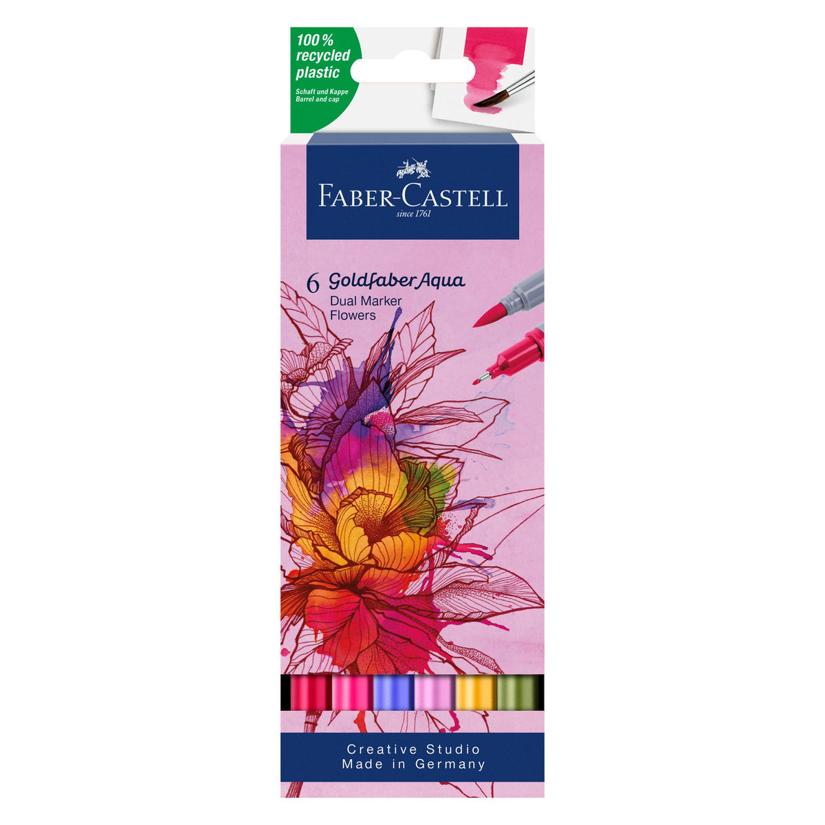 Marcador Colorir Duplo Goldfaber Aqua Flowers 6 Unidades Faber-Castell