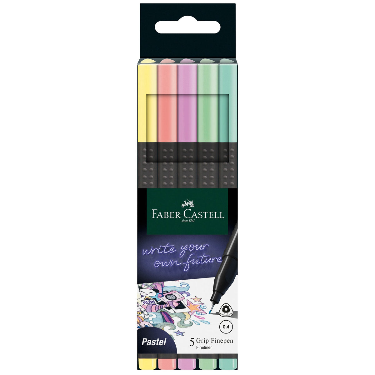 Marcador Grip Finepen Pastel 5 unidades Faber-Castell