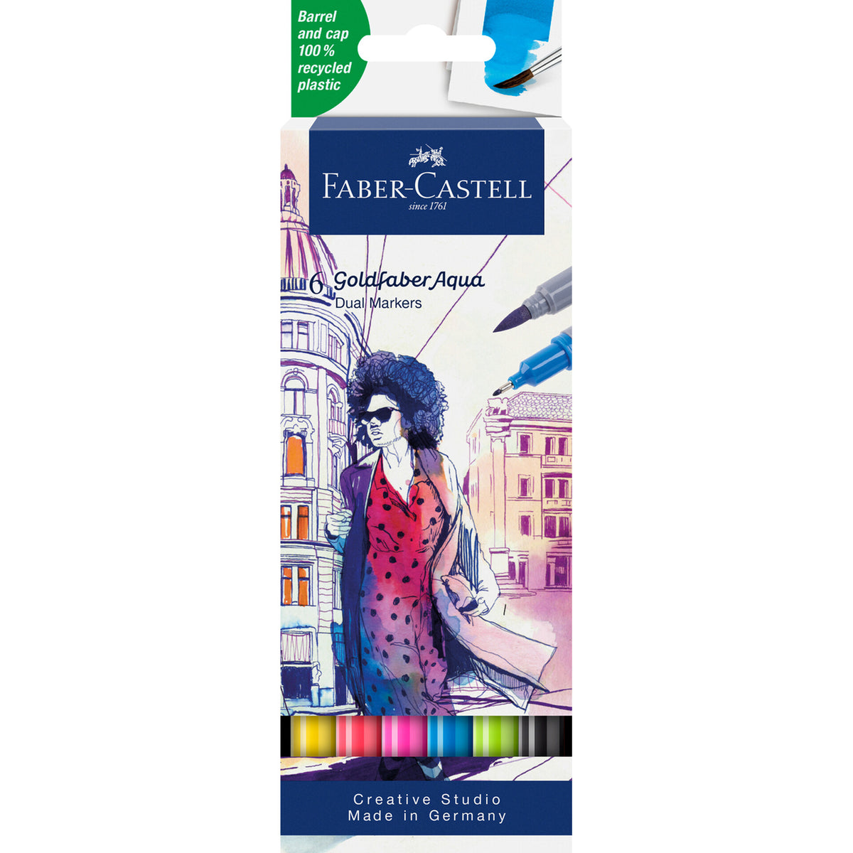 Marcador Colorir Duplo Goldfaber Aqua 6 Unidades Faber-Castell