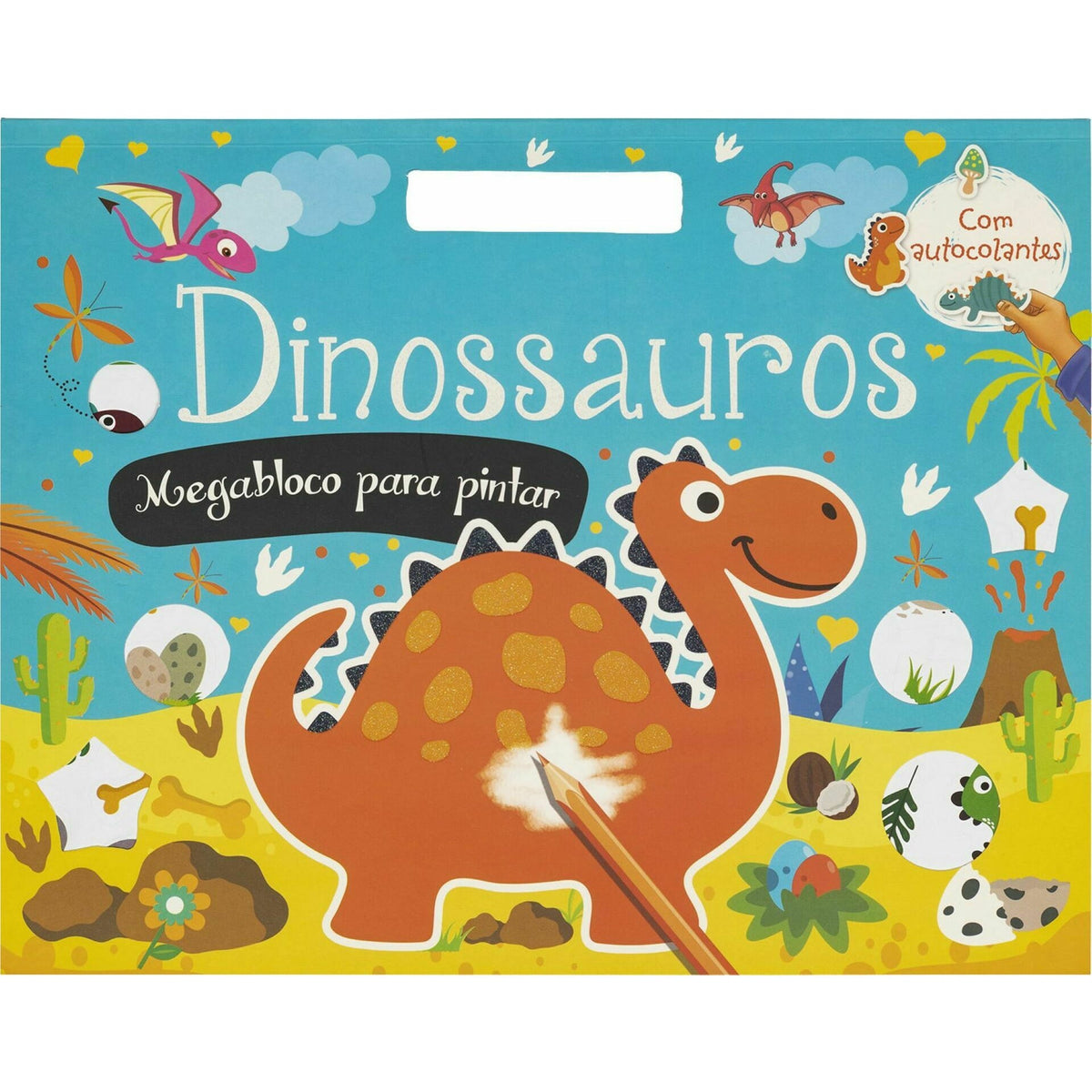 Dinossauros - Megabloco para Pintar com Autocolantes