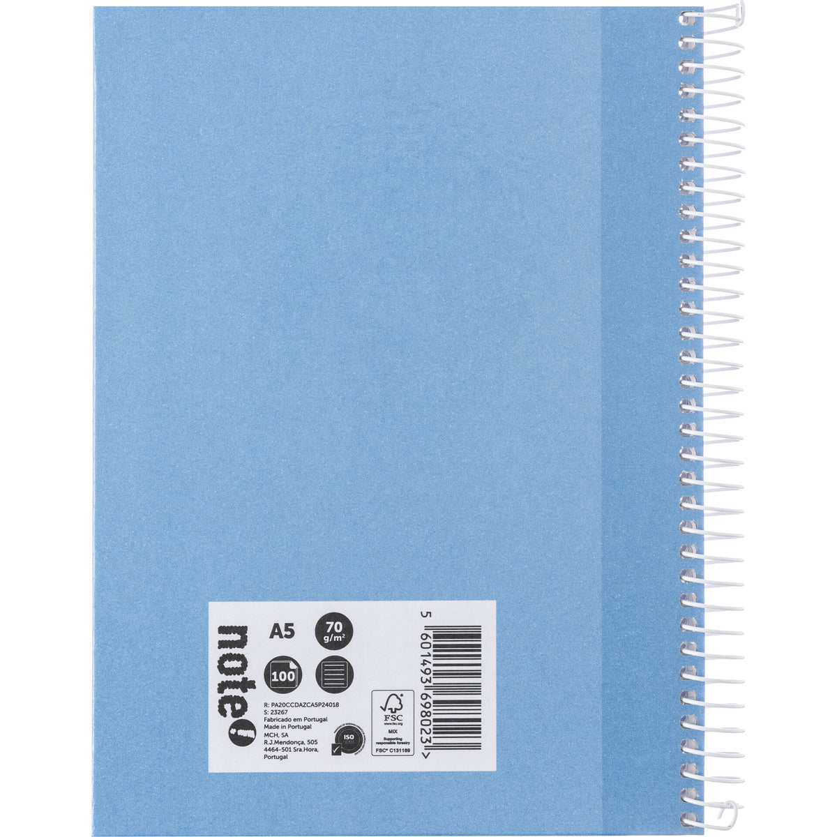 Caderno Espiral A5 Capa Dura Pautado Azul Claro Note!