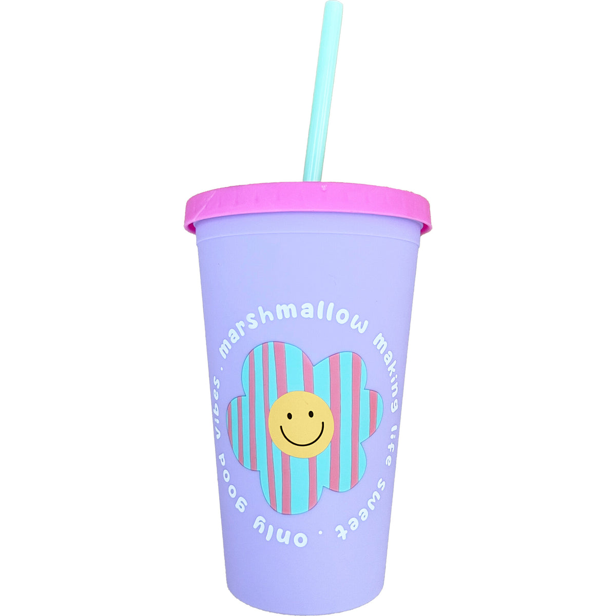 Copo Plástico com Palhinha 450ml (várias opções) Marshmallow