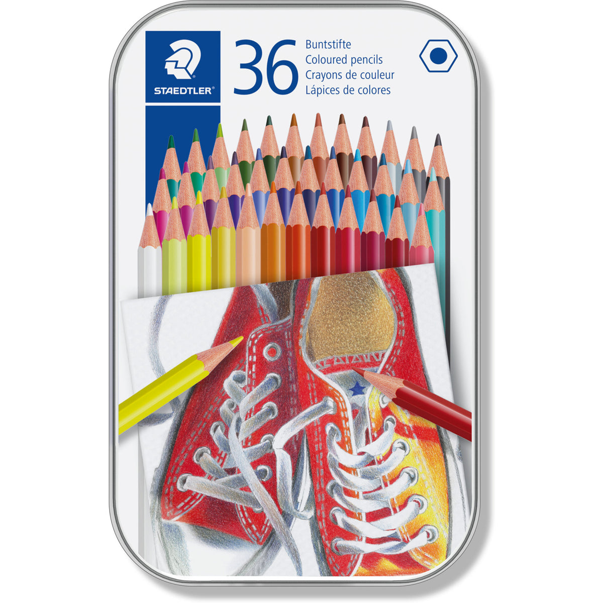 Lápis de Cor Hexagonais Caixa Metal 36 Unidades Staedtler