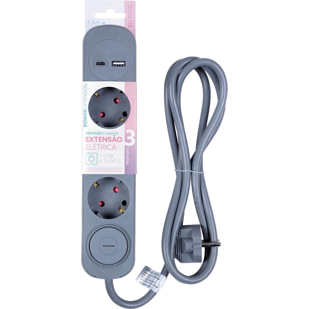Bloco Cinza 3Tom Com Int 1Usb 1,5M