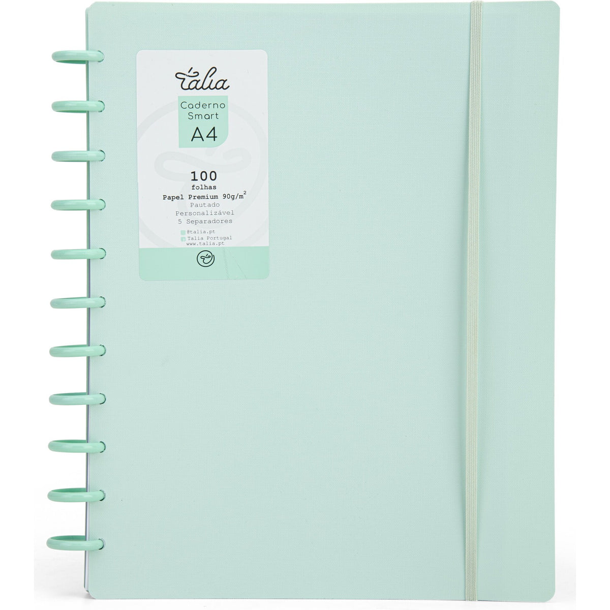 Caderno Smart Espiral com Elástico A4 Pautado Azul Pastel Talia