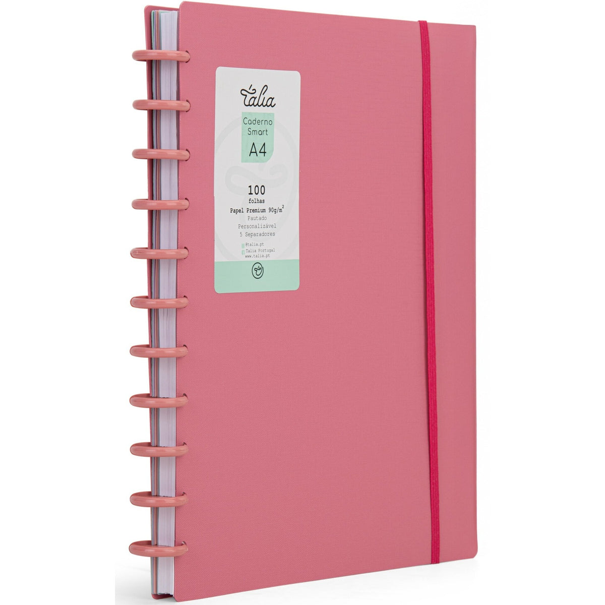 Caderno Smart Espiral com Elástico A4 Pautado Rosa Forte Talia
