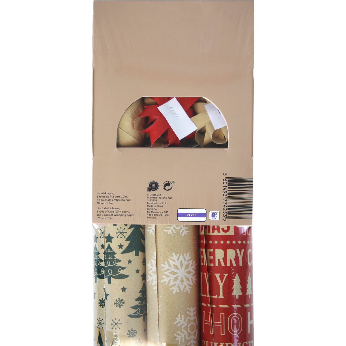 Conjunto de Embrulho Note! - 3 Rolos, 4 Laços e 2 Fitas (Pack Completo)