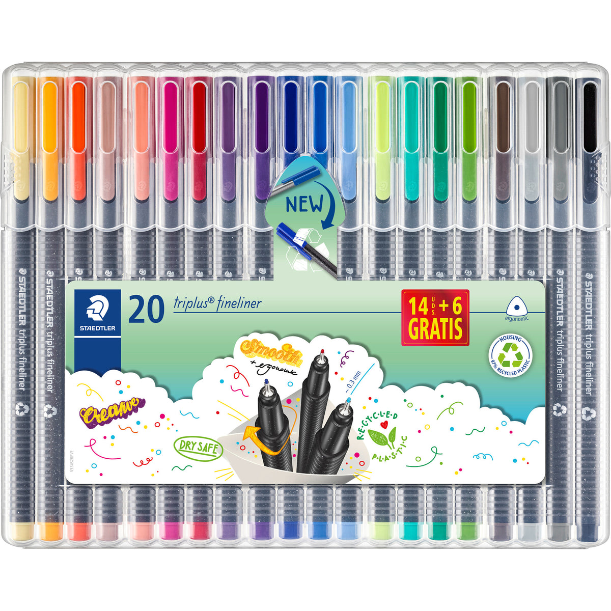 Marcadores Triplus Fineliner 0.3mm 14+6 Unidades Staedtler