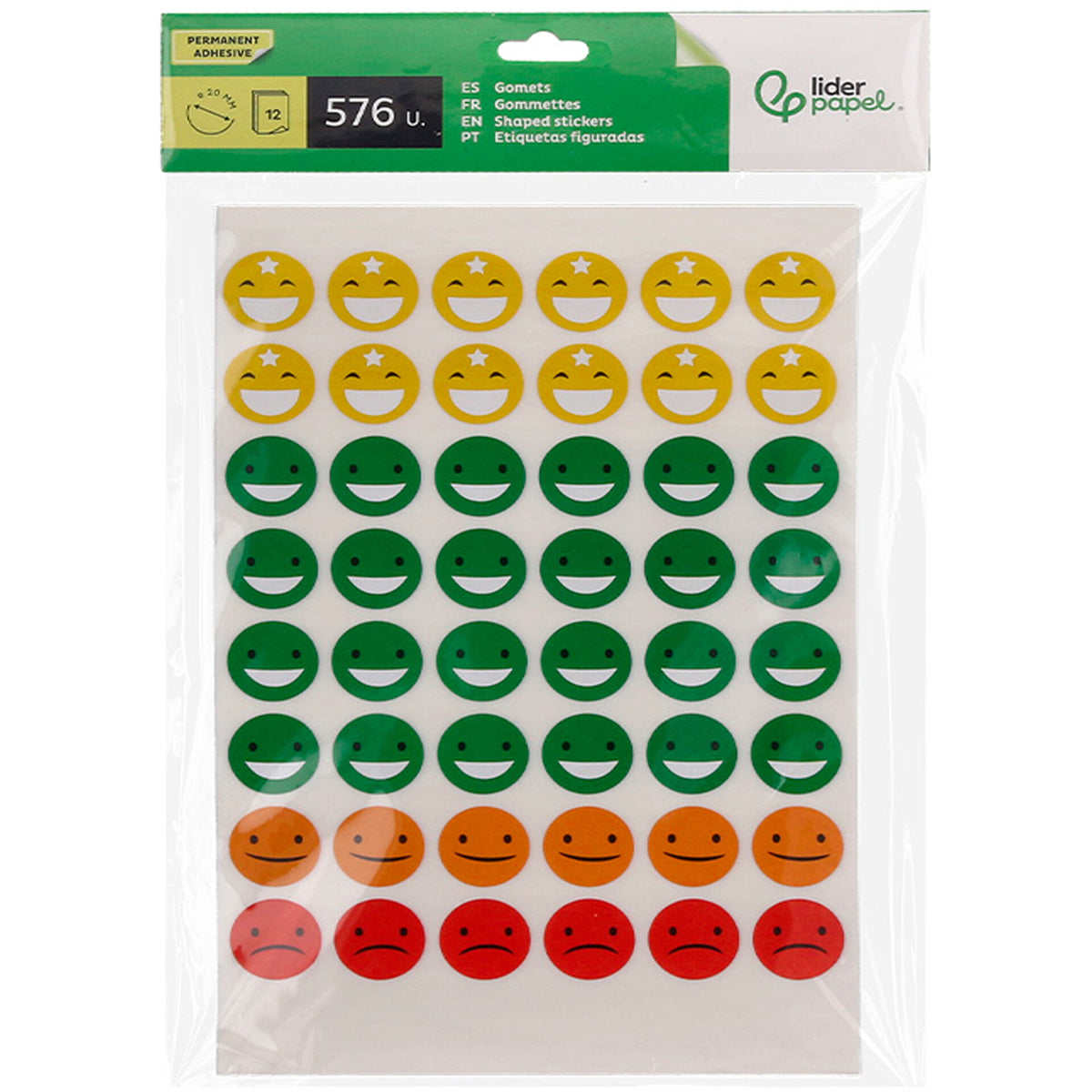 Etiquetas de Caras Coloridas 576 Unidades Liderpapel