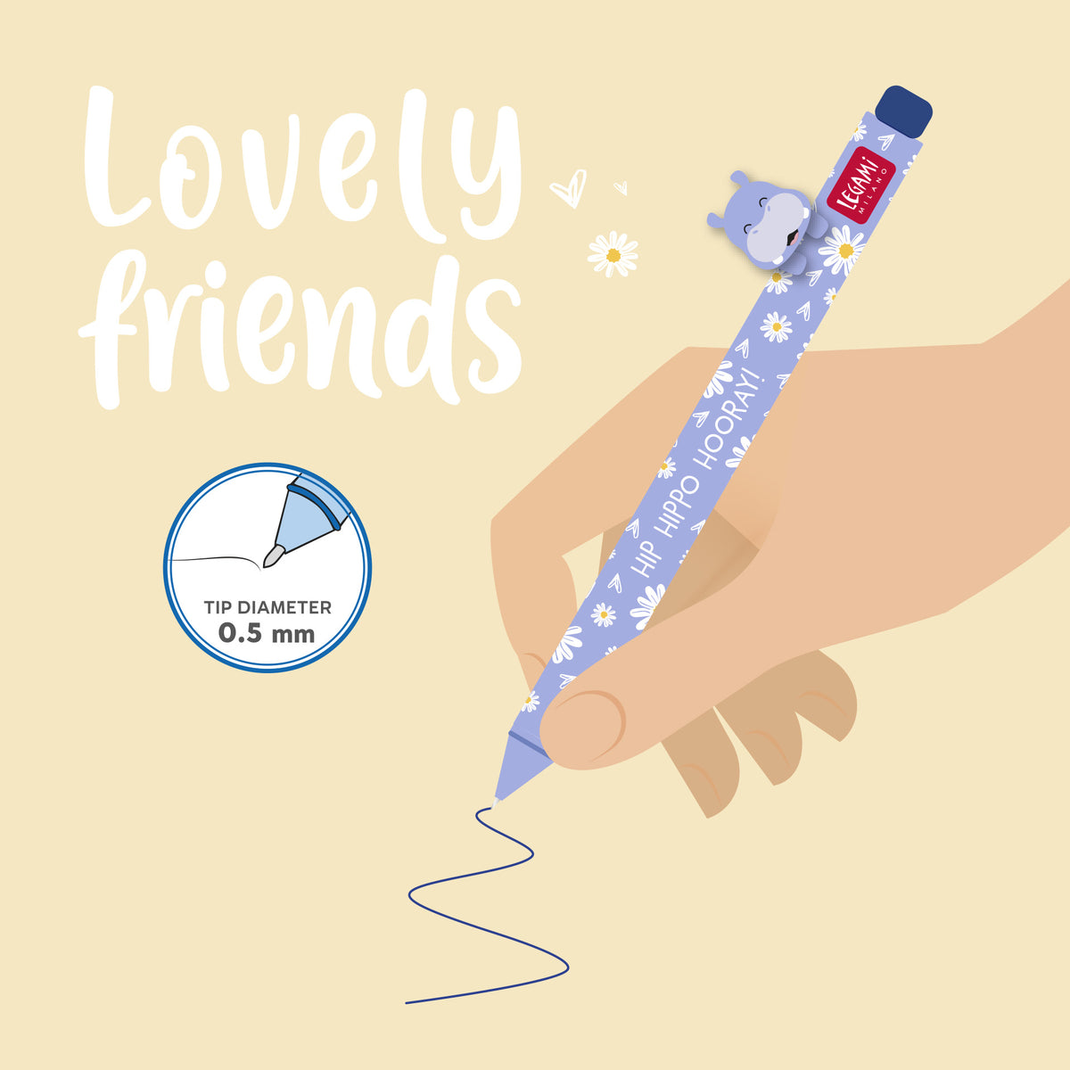Caneta Gel - Lovely Friends - Hipopótamo