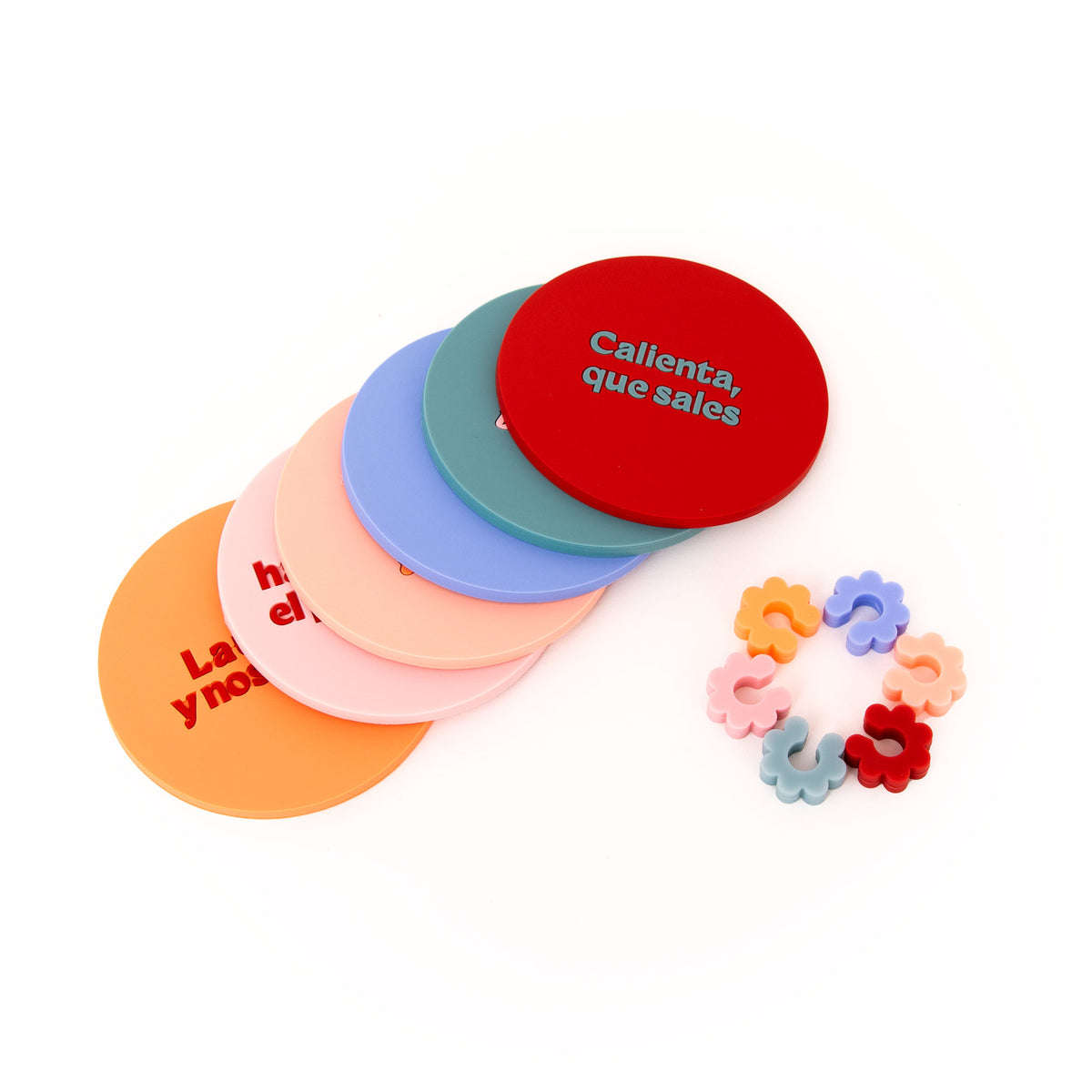 Conjunto 6 Bases + 6 Marcadores Copos - Fiesta