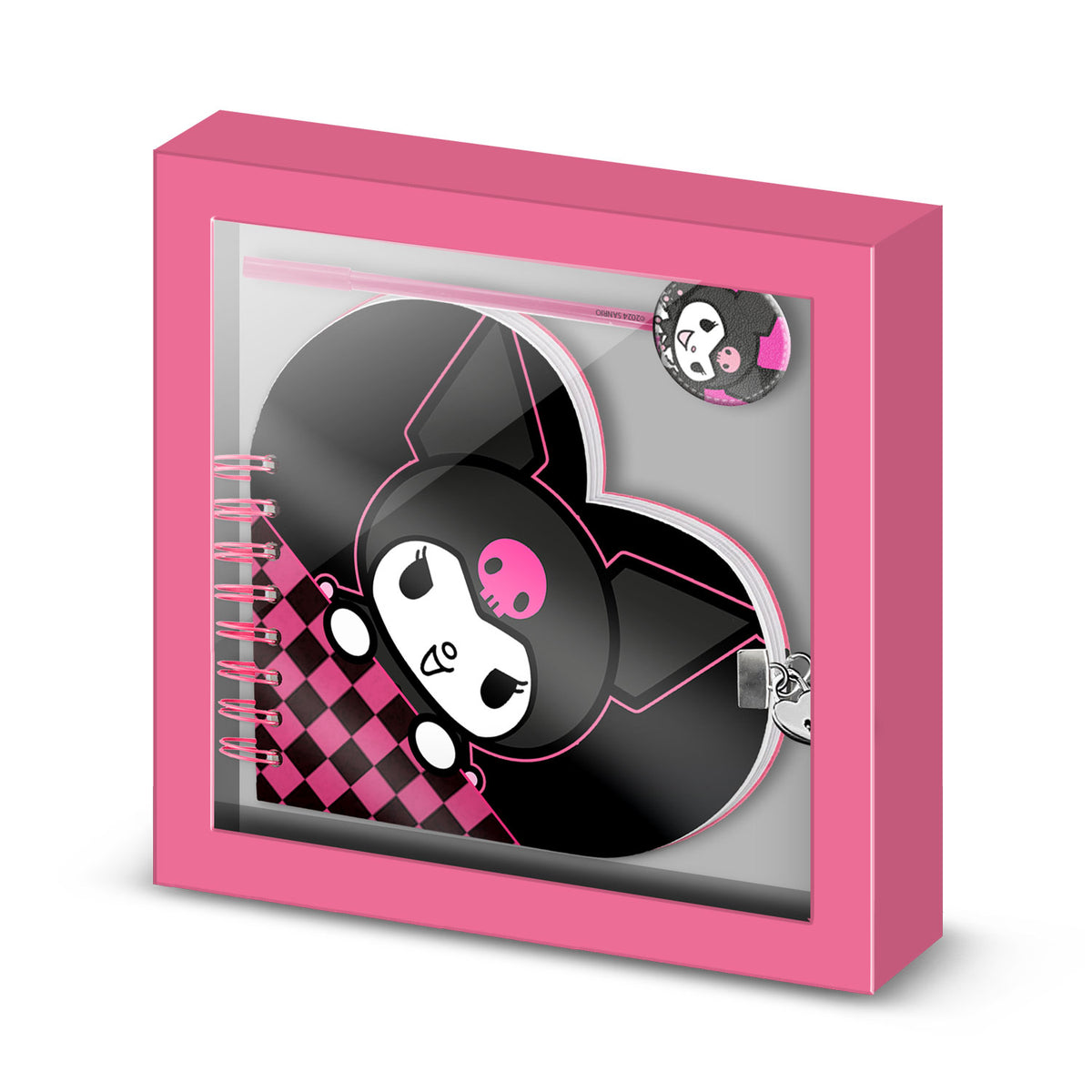 Conjunto Caderno + Caneta Coração Kuromi