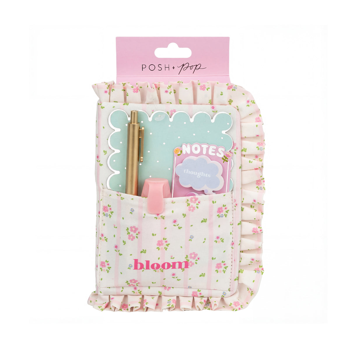 Conjunto Caderno Tecido Com Bolso + Caneta
