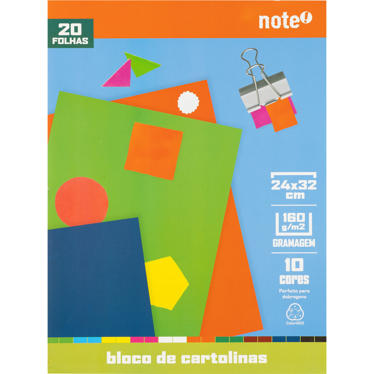 Bloco Cartolinas A4 20 Folhas de 10 Cores Note!