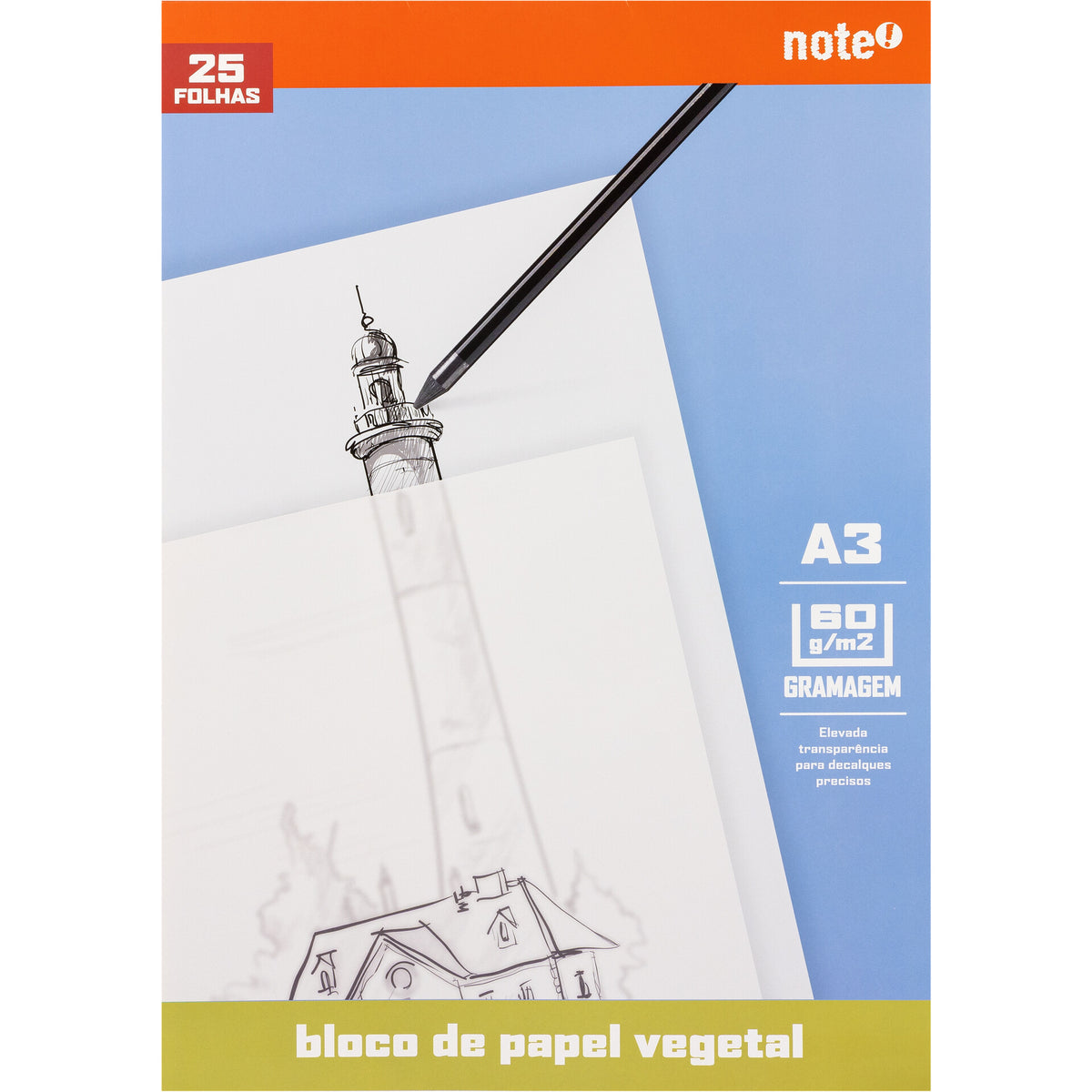 Bloco de Papel Vegetal A3 25 Folhas Note!