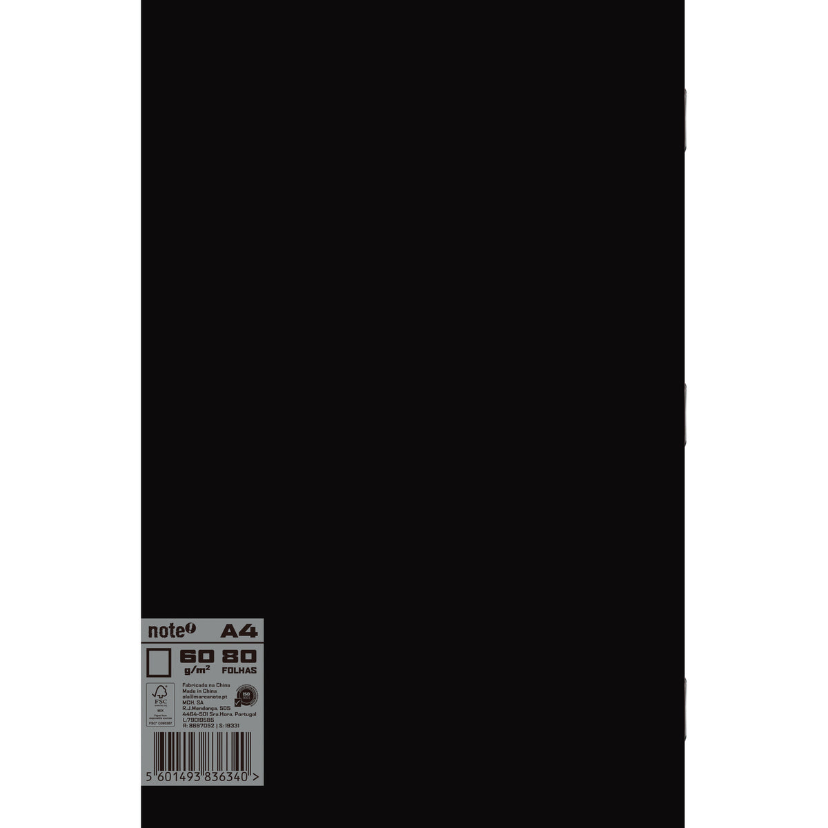Caderno Agrafado A4 Capa Preta Liso Note!