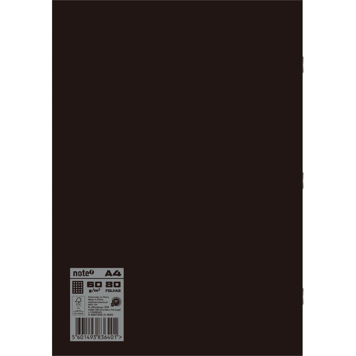 Caderno Agrafado A4 Capa Preta Plastificado Quadriculado Note!