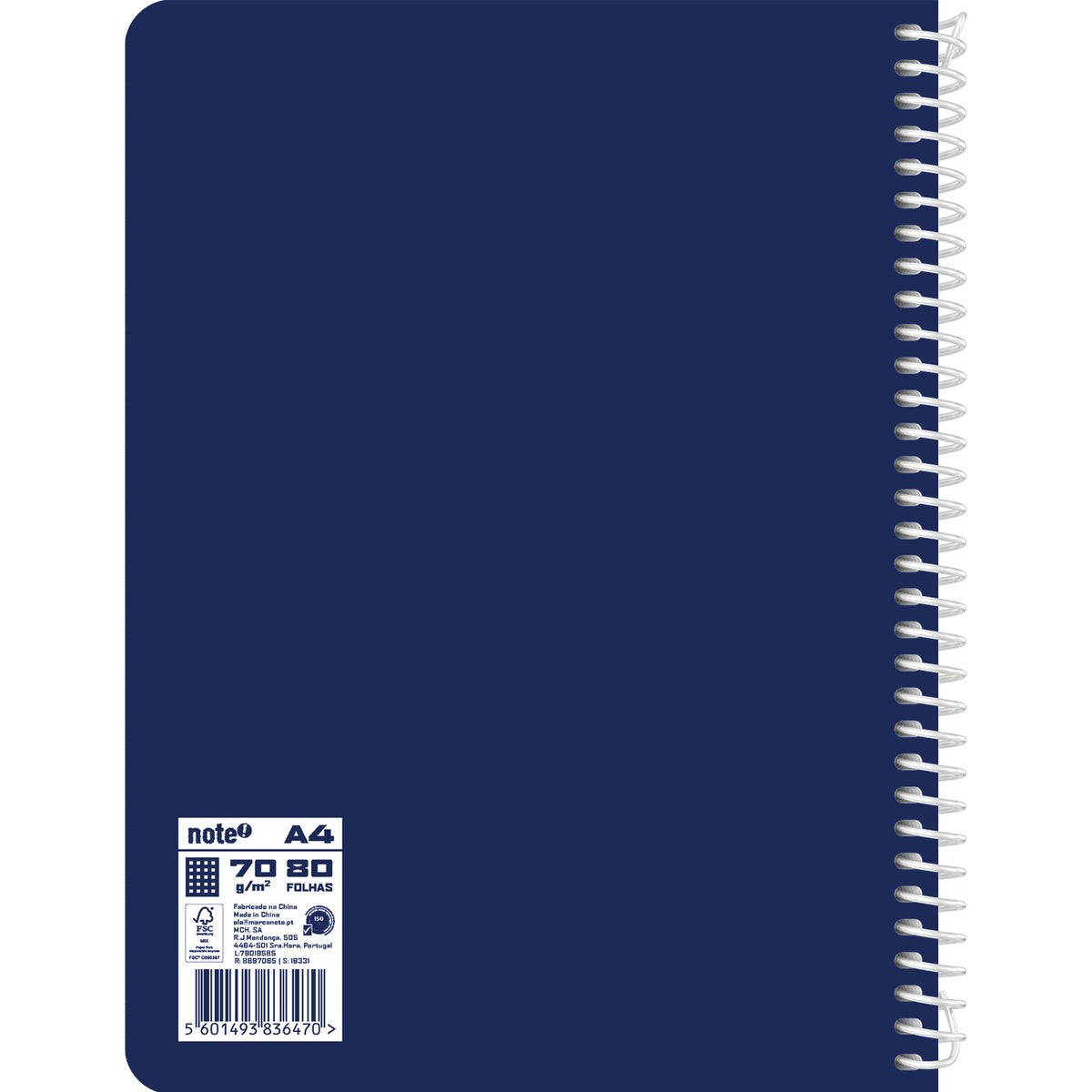 Caderno Espiral A4 Capa Azul Quadriculado Note!