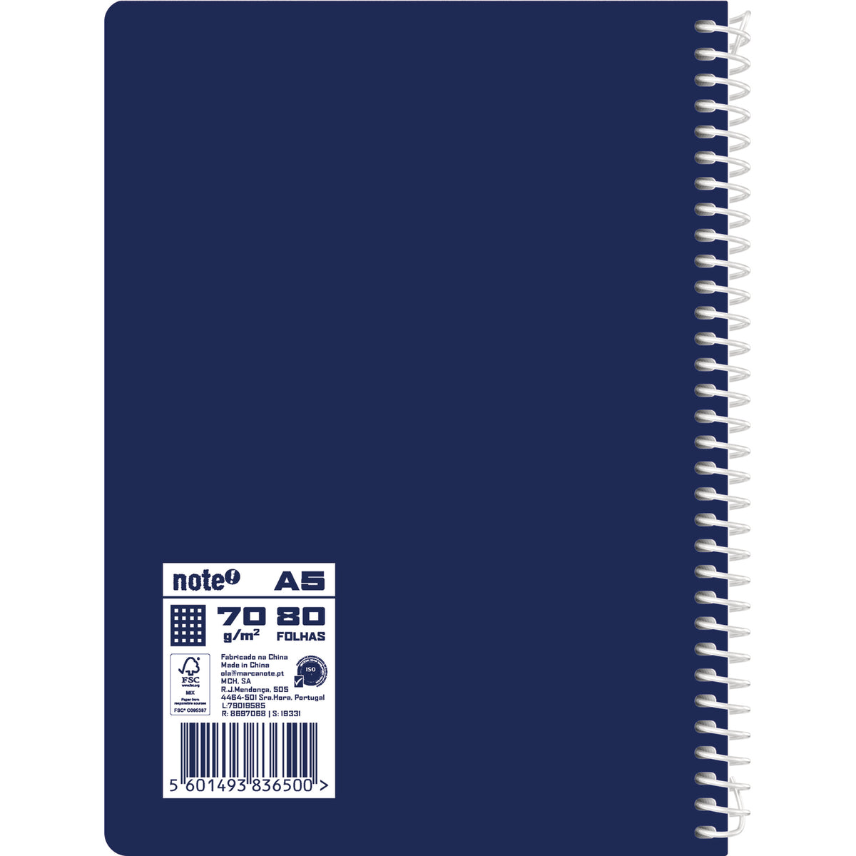 Caderno Espiral A5 Capa Azul Quadriculado Note!