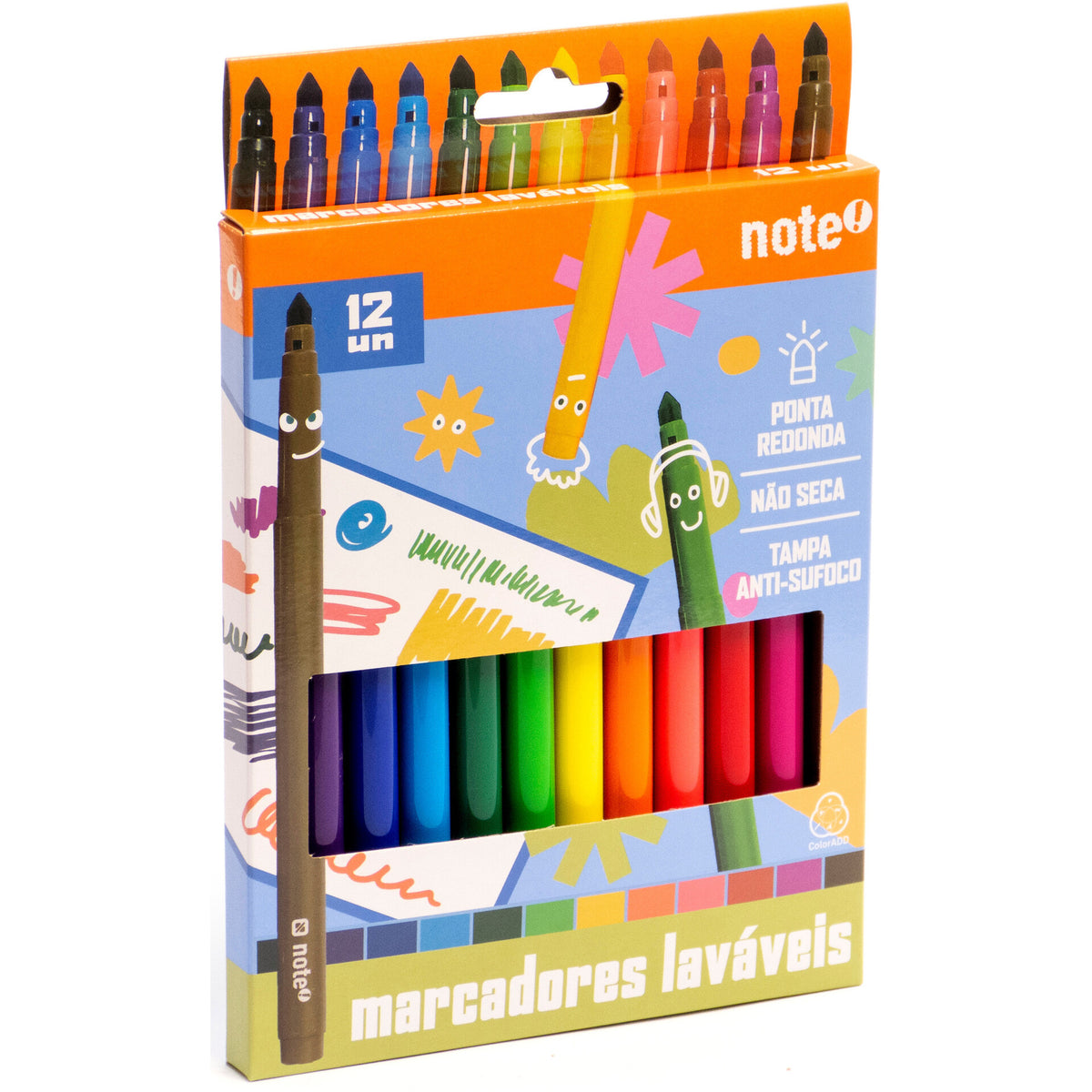 Marcadores de Colorir Laváveis 12 Unidades Note!