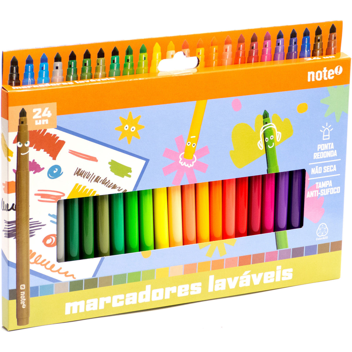 Marcadores de Colorir Laváveis 24 Unidades Note!