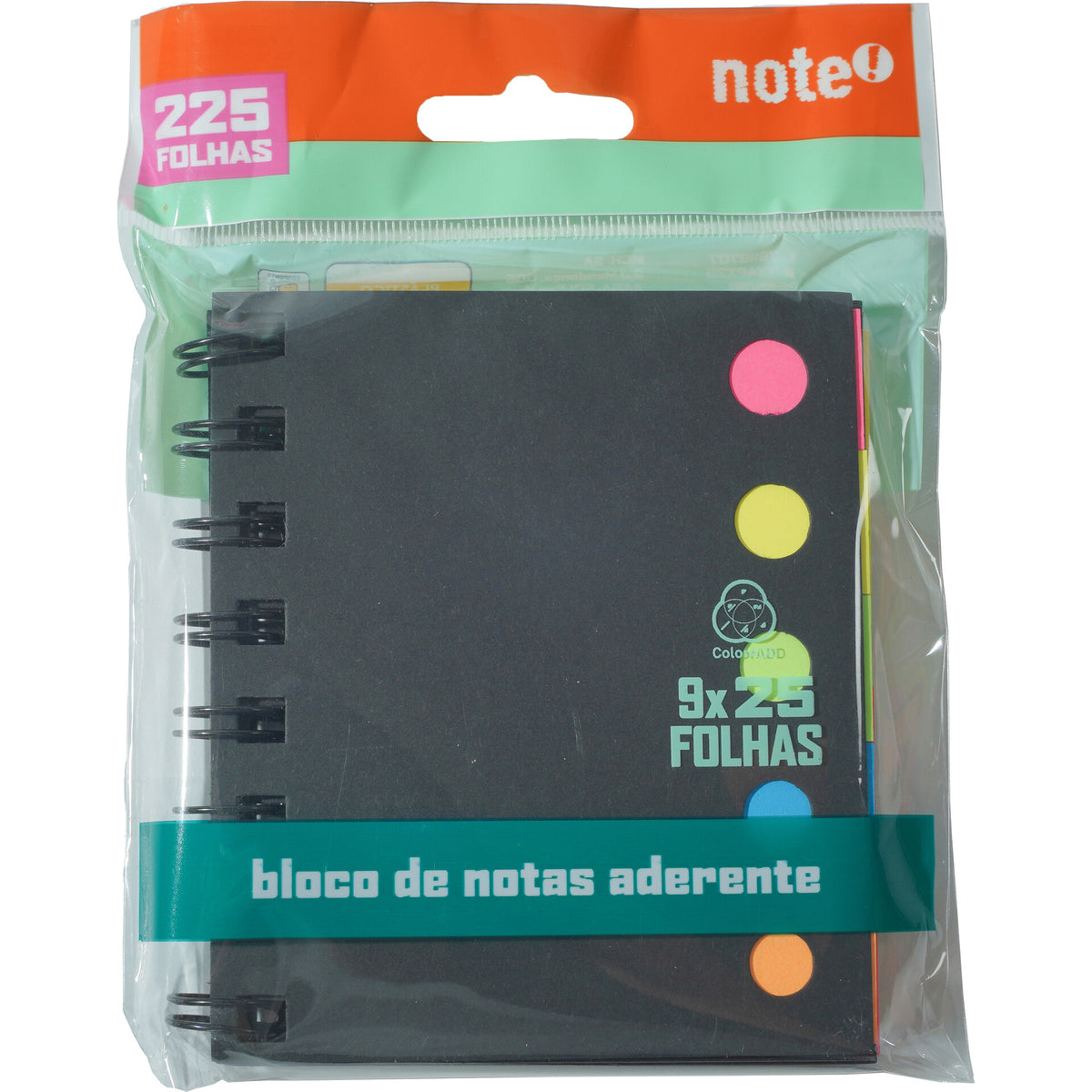 Bloco de Notas Aderentes Espiral 9x25 Folhas de Cores Note!