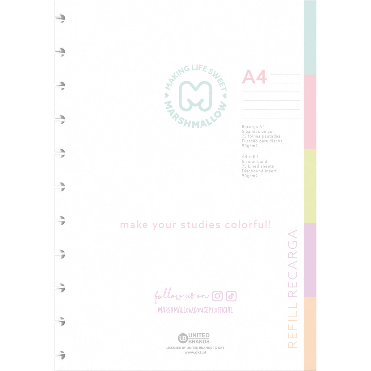 Recarga Papel para Caderno Smart A4 Pautado Marshmallow