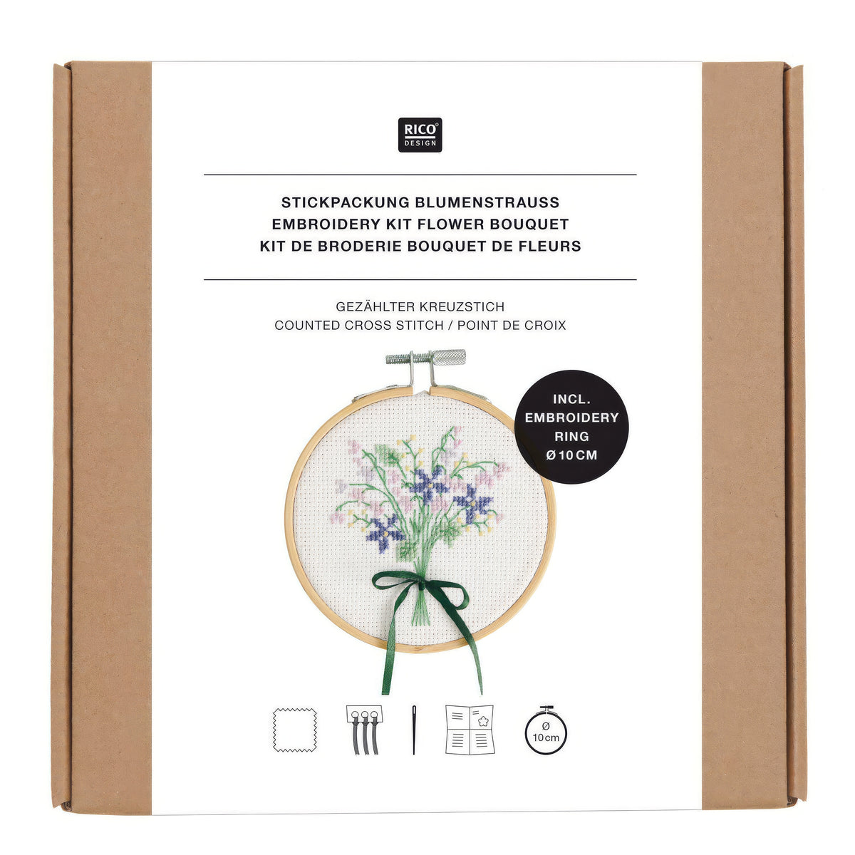 Conjunto Bordado Ponto Cruz - Buquê De Flores