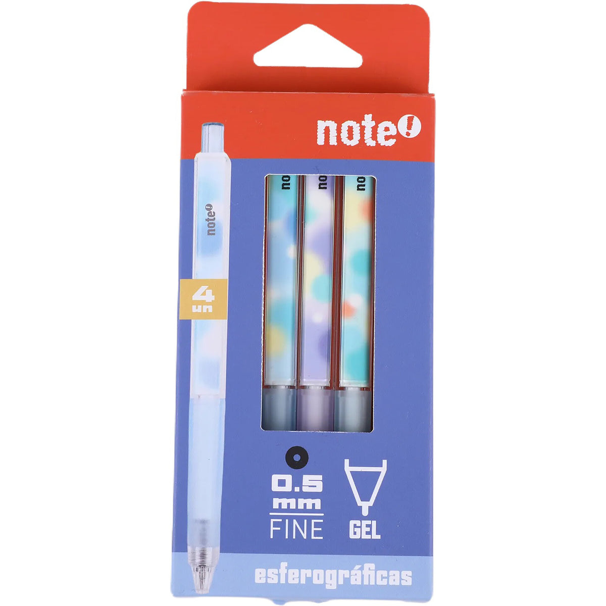 Esferográfica Tinta Gel Preta 0.5mm Pastel 4 Unidades Note!