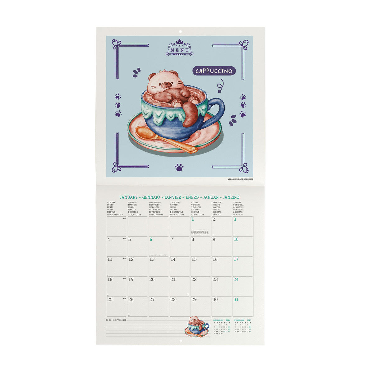 Calendário Parede 2027 30 X30 - Cute Food