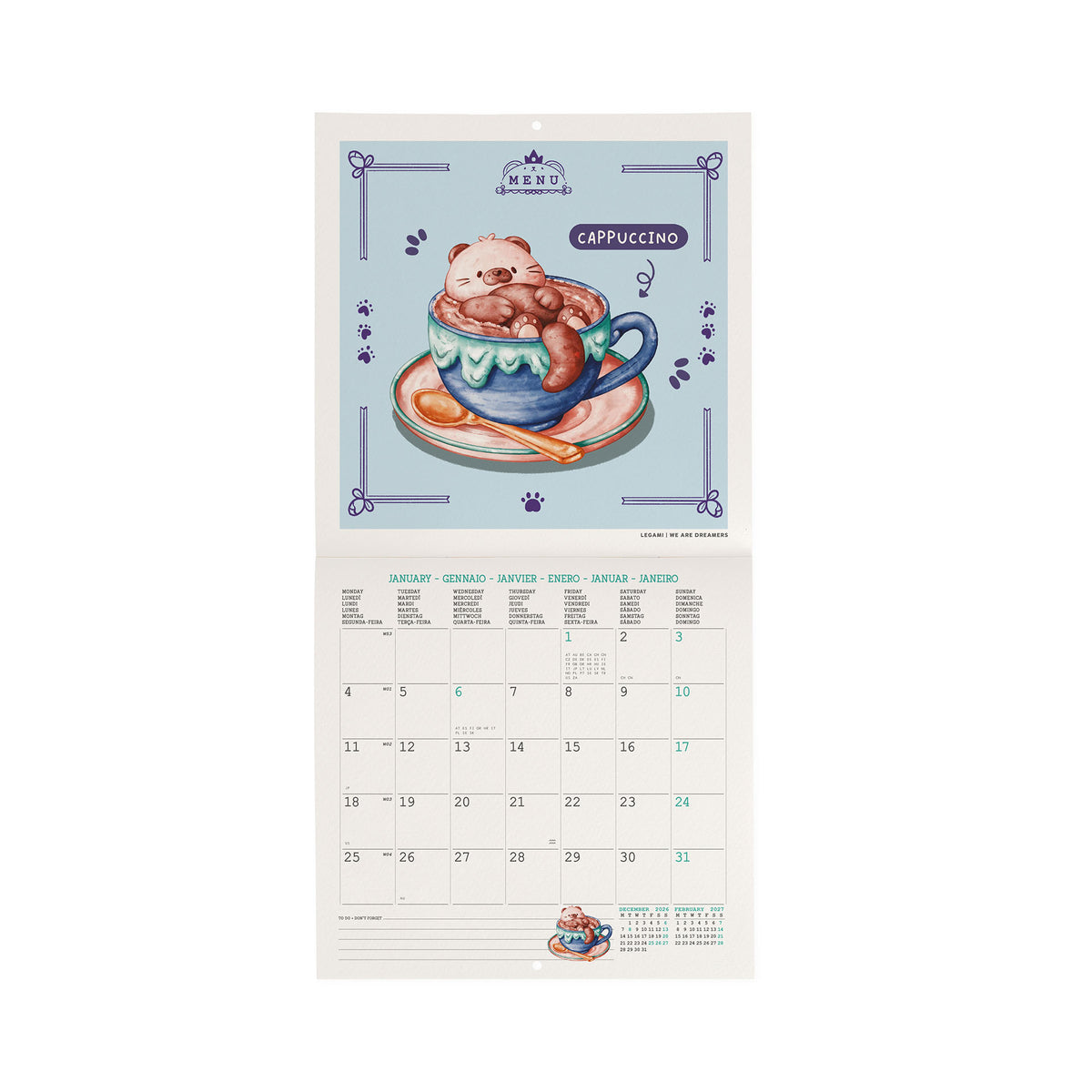 Calendário Parede 2027 18 X18 - Cute Food
