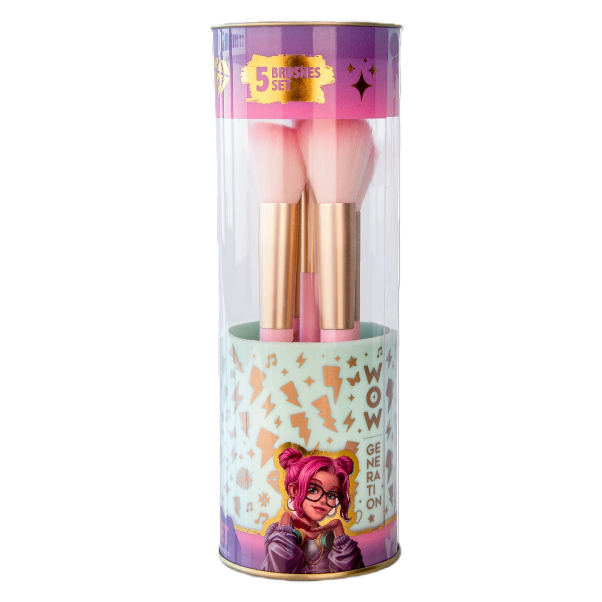 Conjunto 5 Pincéis Com Copo - Wow Generation