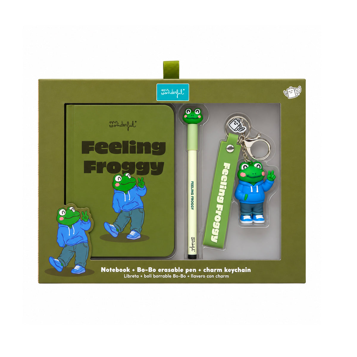 Conjunto Caderno + Bo-Bo + Keychain - Froggy