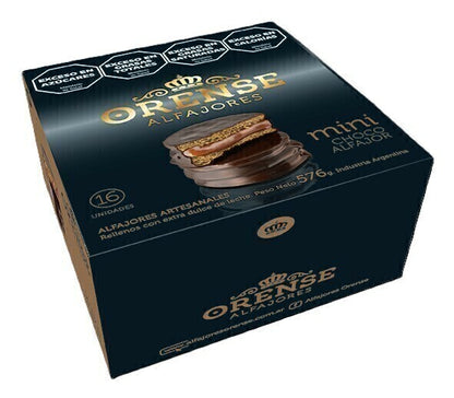 Orense Mini Alfajores with Dulce de Leche and Semisweet Chocolate Coating 16 Units 576g / 1.27lb