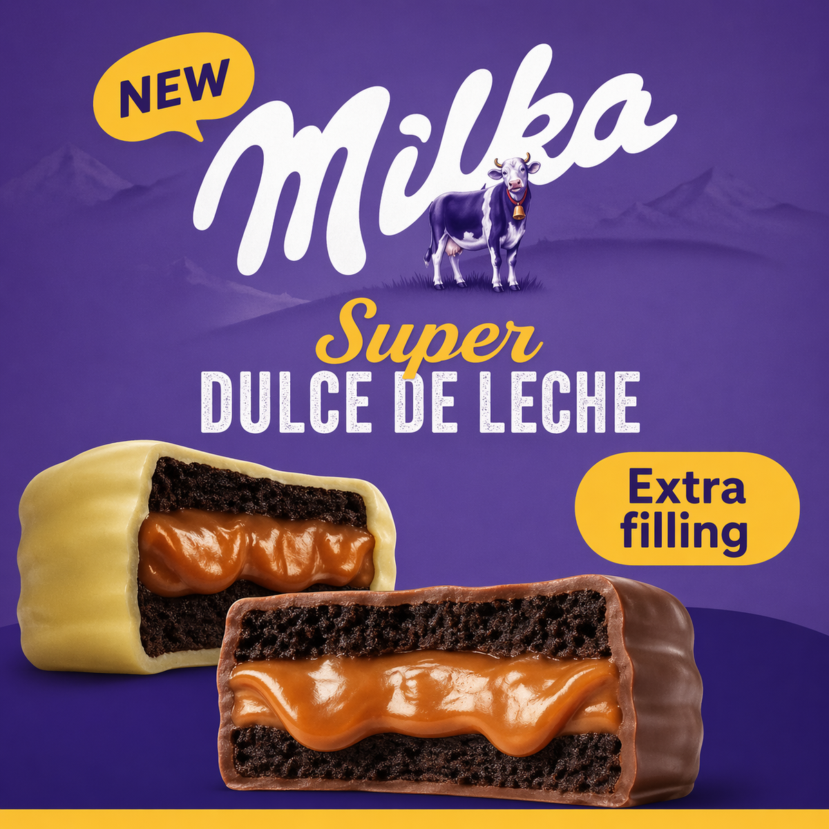 Milka Super Dulce de Leche Alfajor Milk Chocolate Covered 70g